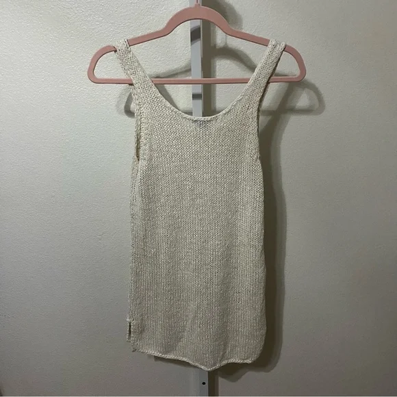 Vince Womens Off White Cotton Blend Knit Scoop Neck Tank Top Small - Picture 8 of 8
